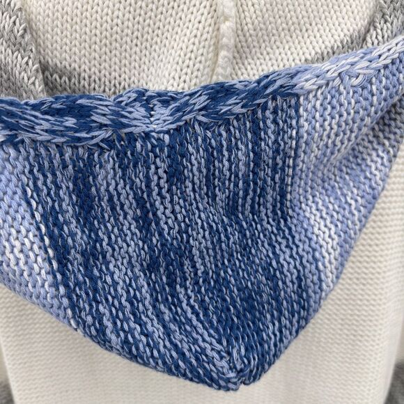 Lola Ombre Knit Stripe Open Front Hooded Cardigan Sweater M Cottage Boho Beach - Picture 8 of 13